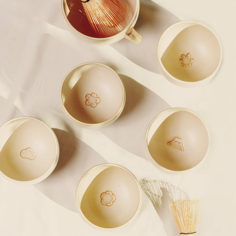 茶かざり抹茶碗（木箱入）／ 桜白色 – 京焼・清水焼 fuuu